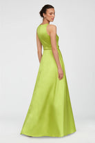 Theia Minta Mikado Halter Gown in Herbal Drift