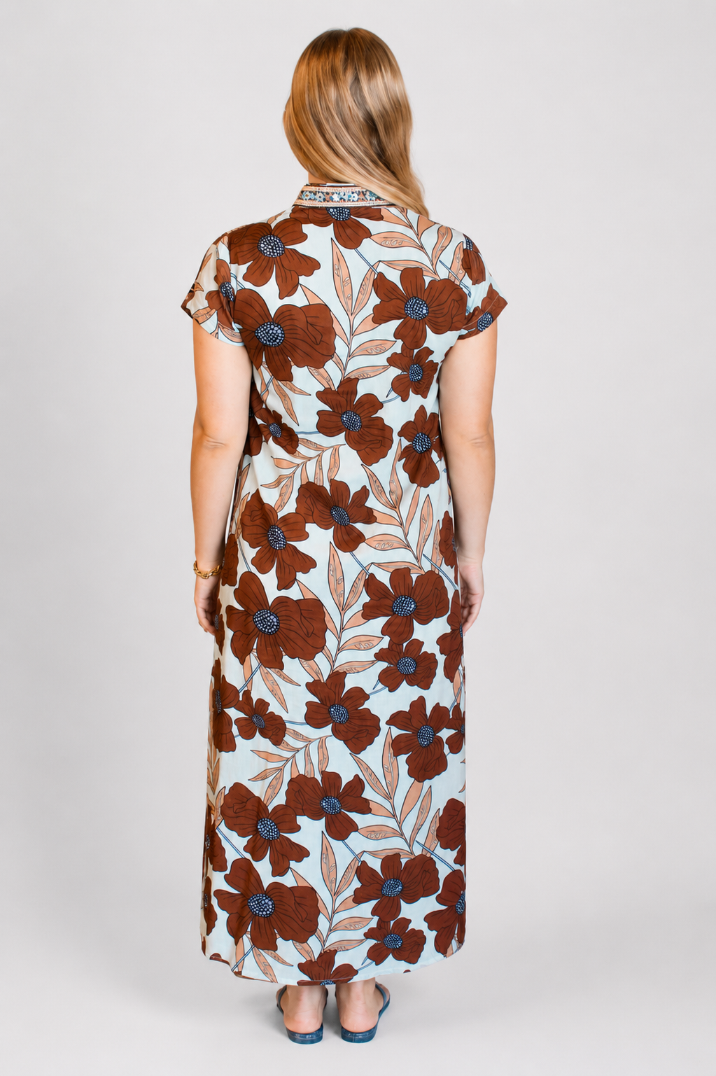 Bella Tu Lana Cap Sleeve Caftan in Poppy Cocoa