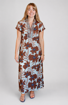 Bella Tu Lana Cap Sleeve Caftan in Poppy Cocoa