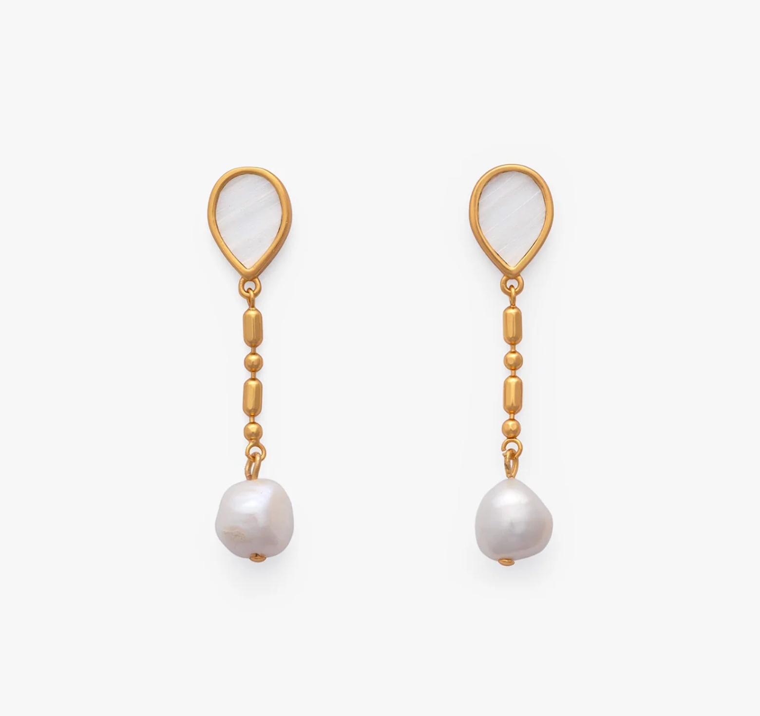 Brackish Blissful White Pearl Drop Earrings