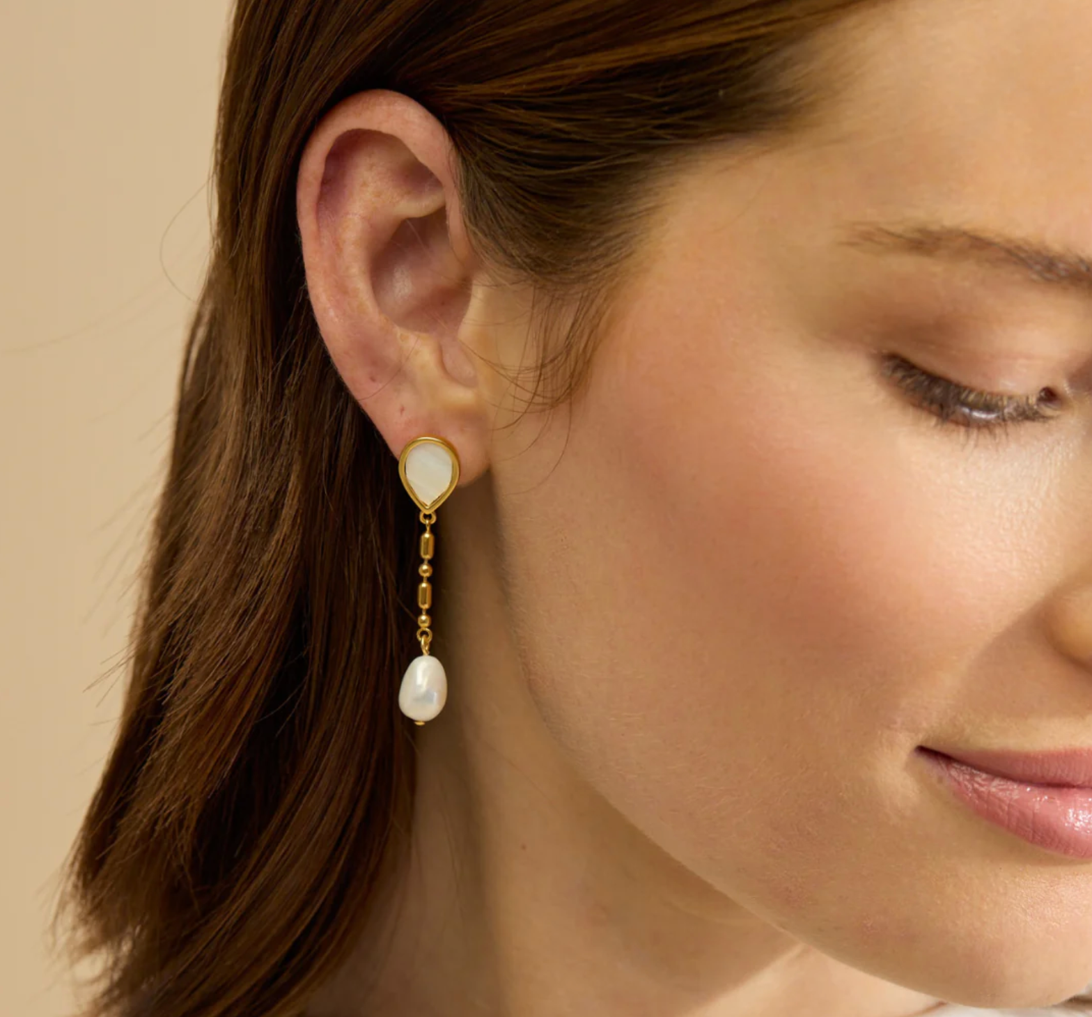 Brackish Blissful White Pearl Drop Earrings