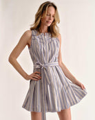 Cartolina Hadley Romper in Cartolina Stripe - Pale Blue 