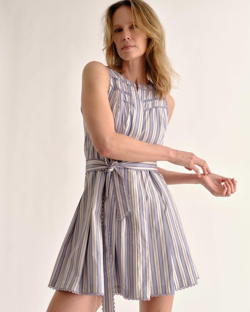 Cartolina Hadley Romper in Cartolina Stripe - Pale Blue 