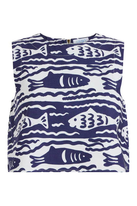 Livro Crop Top in Fish Print