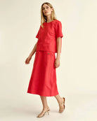 Cartolina Alice Button Skirt in Poppy