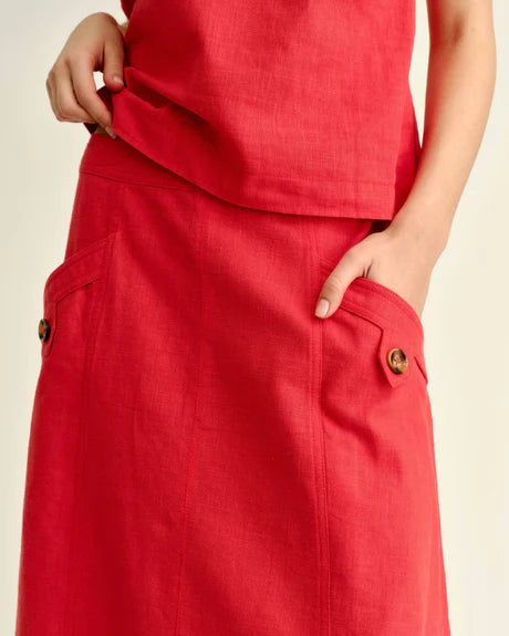 Cartolina Alice Button Skirt in Poppy