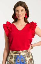 Tyler Boe Emerson Ruffle Tee in Salsa