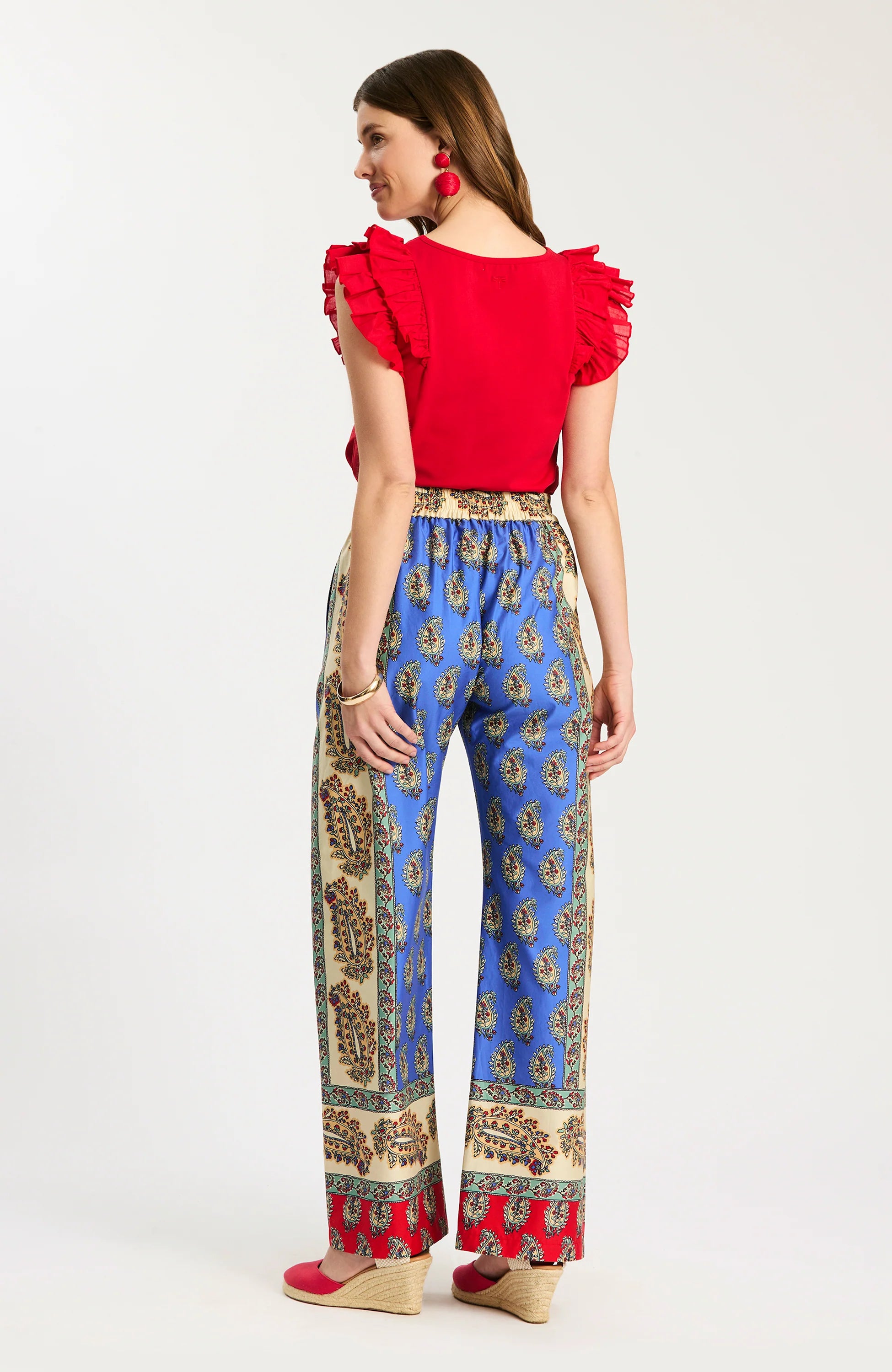 Tyler Boe Emerson Ruffle Tee in Salsa