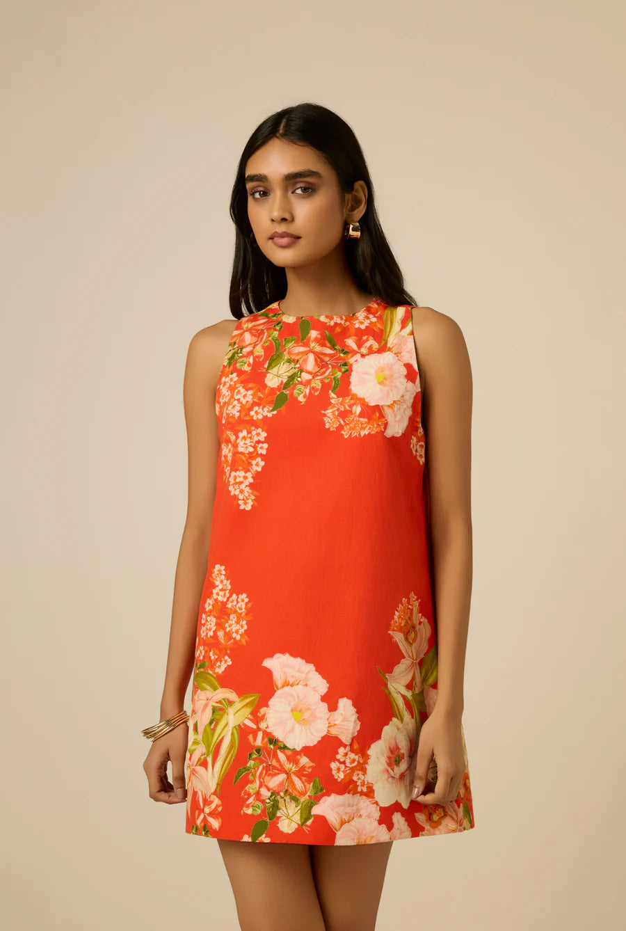 Hemant & Nandita Shift Mini Dress in Orange