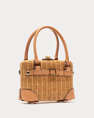 Frances Valentine Lady Basket with Buckle, Wicker with Toast Leather