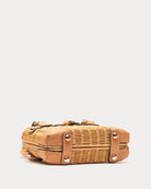Frances Valentine Lady Basket with Buckle, Wicker with Toast Leather