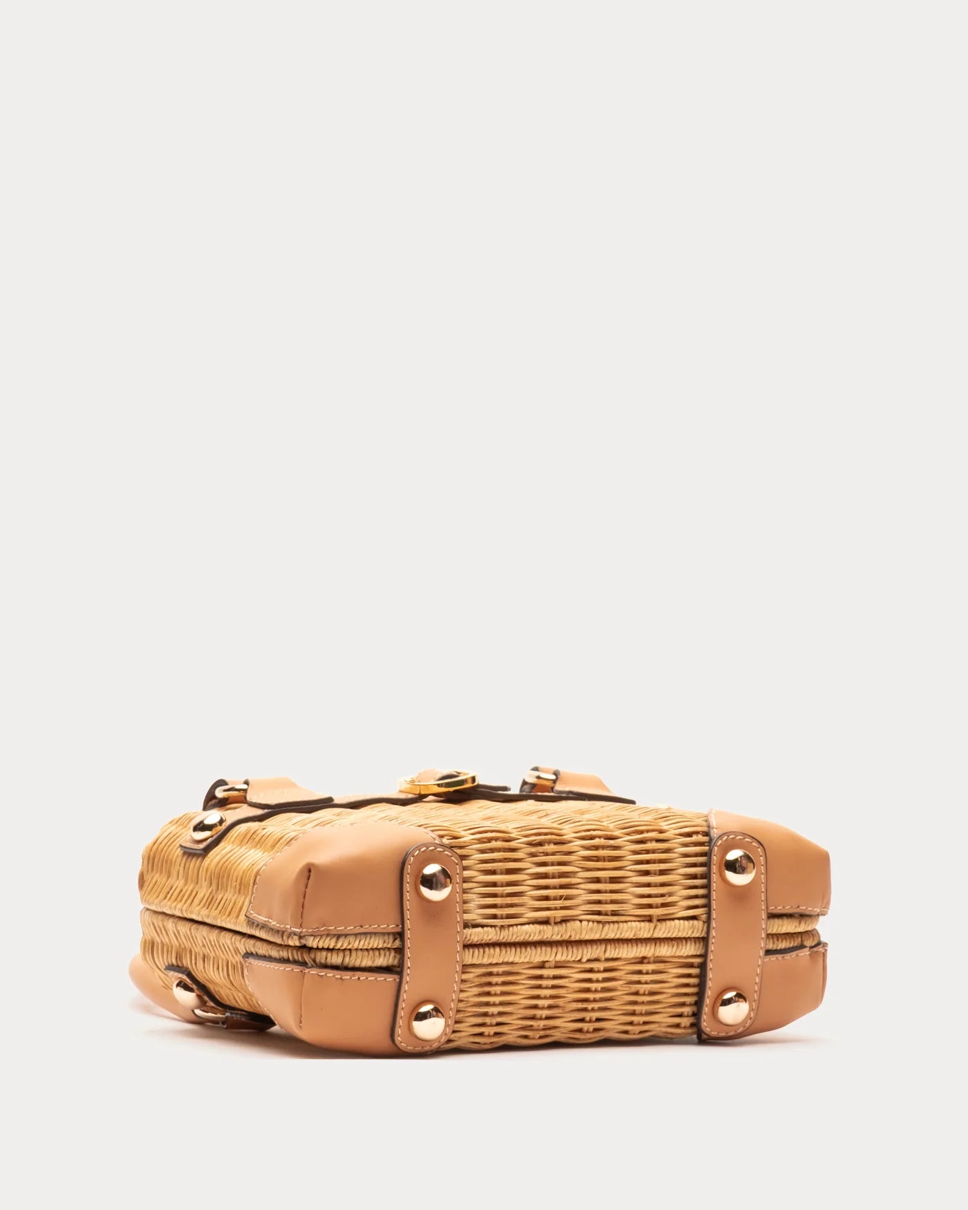 Frances Valentine Lady Basket with Buckle, Wicker with Toast Leather