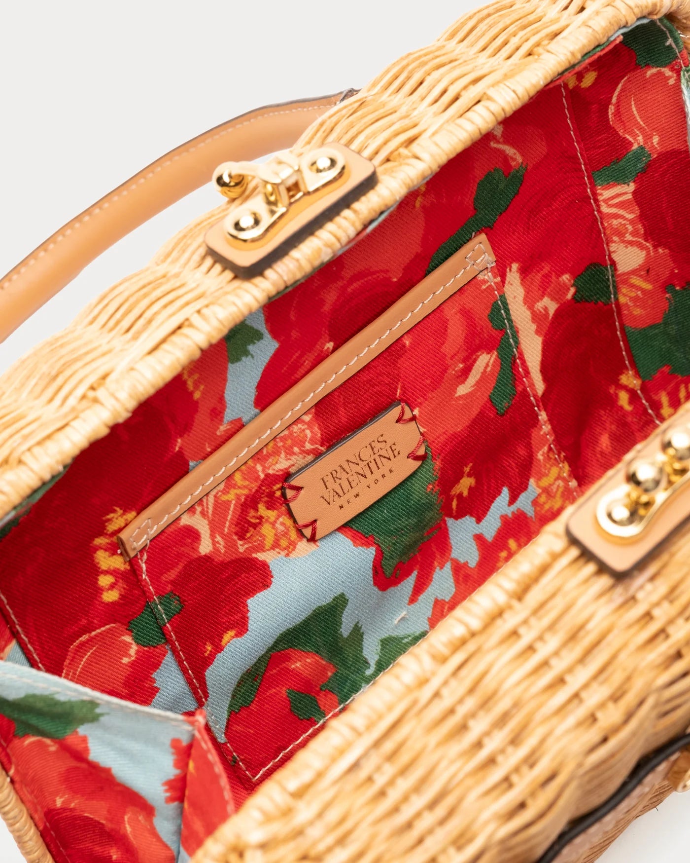 Frances Valentine Lady Basket with Buckle, Wicker with Toast Leather