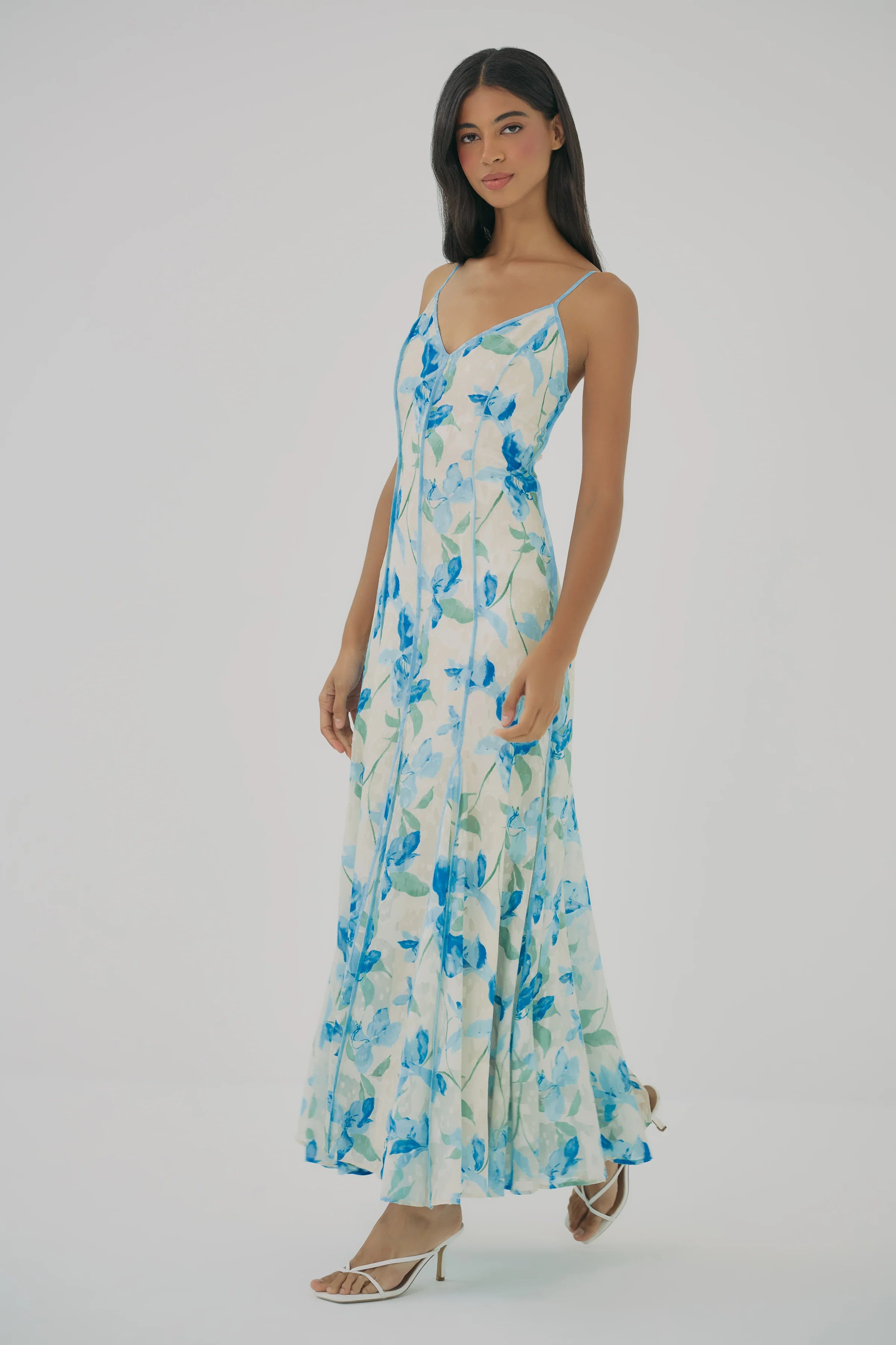 Hutch Tamsin Dress in Ivory/Sky Watercolor