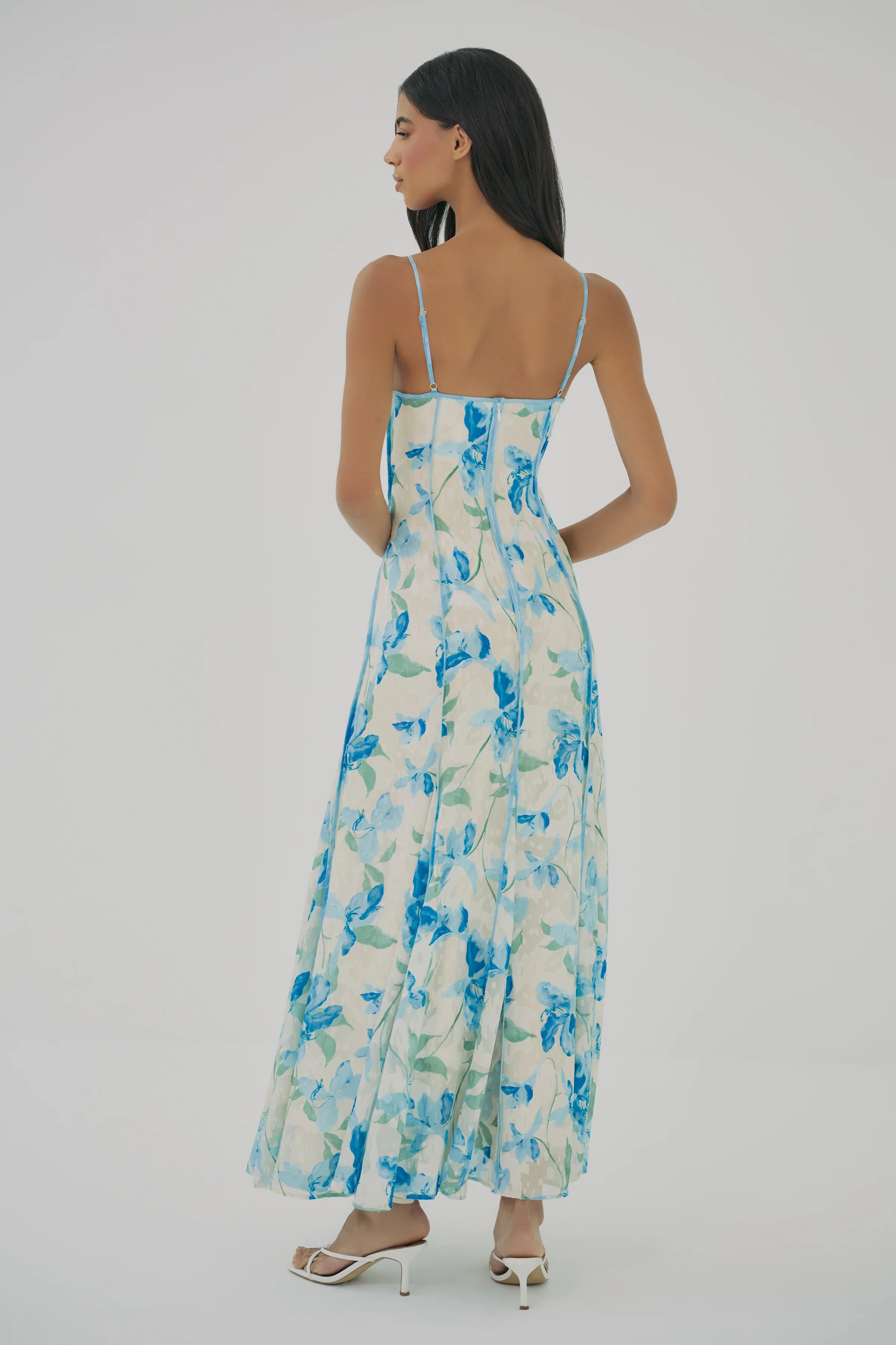 Hutch Tamsin Dress in Ivory/Sky Watercolor