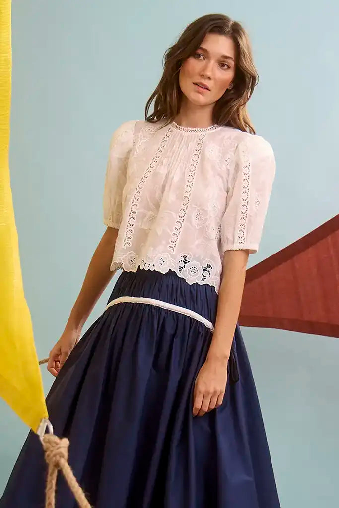 Hunter Bell Ousie Top in White