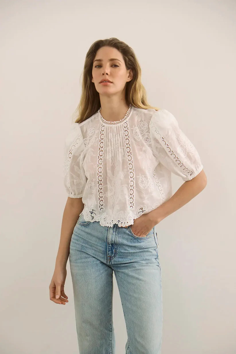 Hunter Bell Ousie Top in White