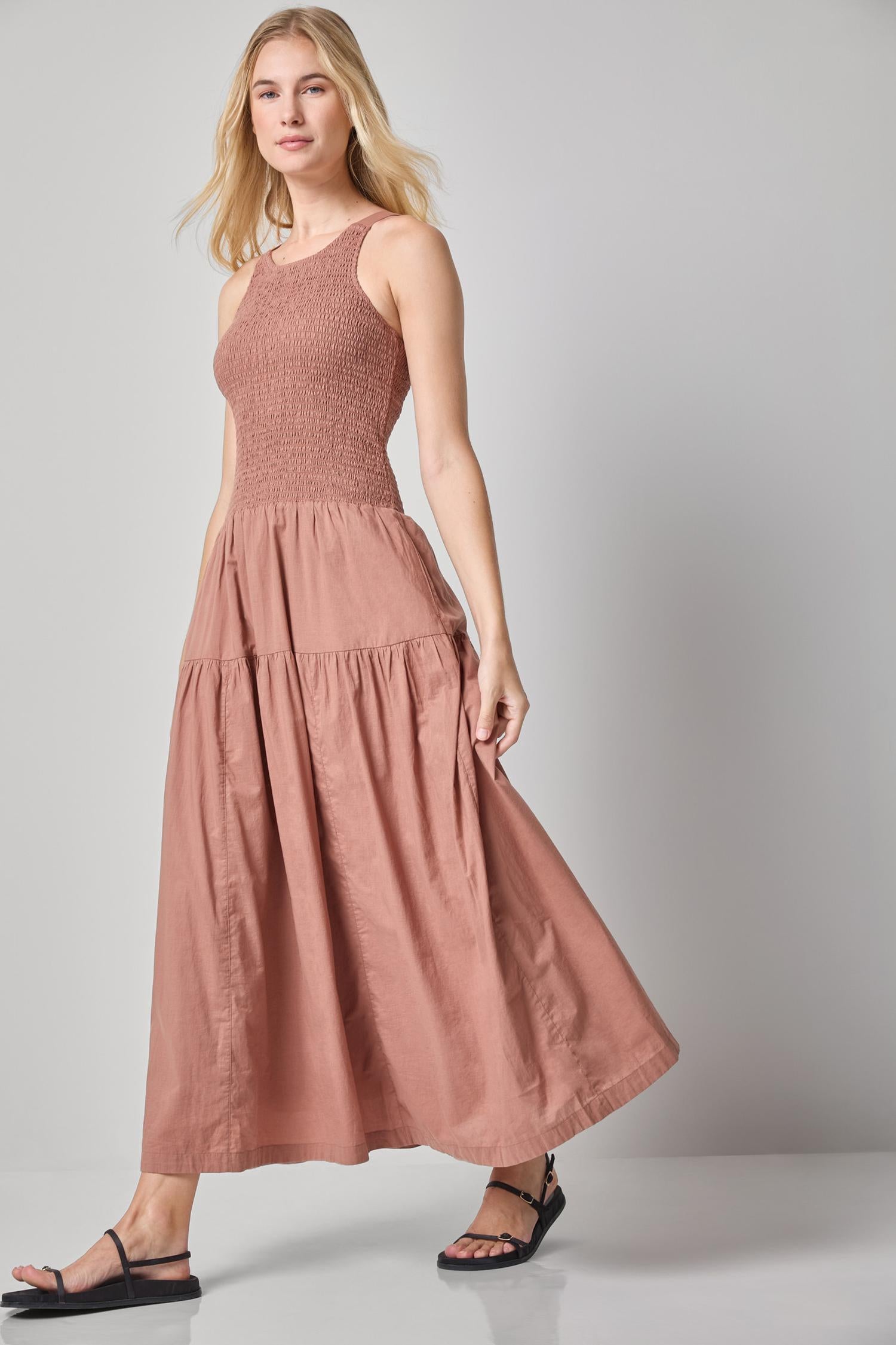 smocked bodice maxi dress Smocked Bodice Maxi Dress Bark / Medium