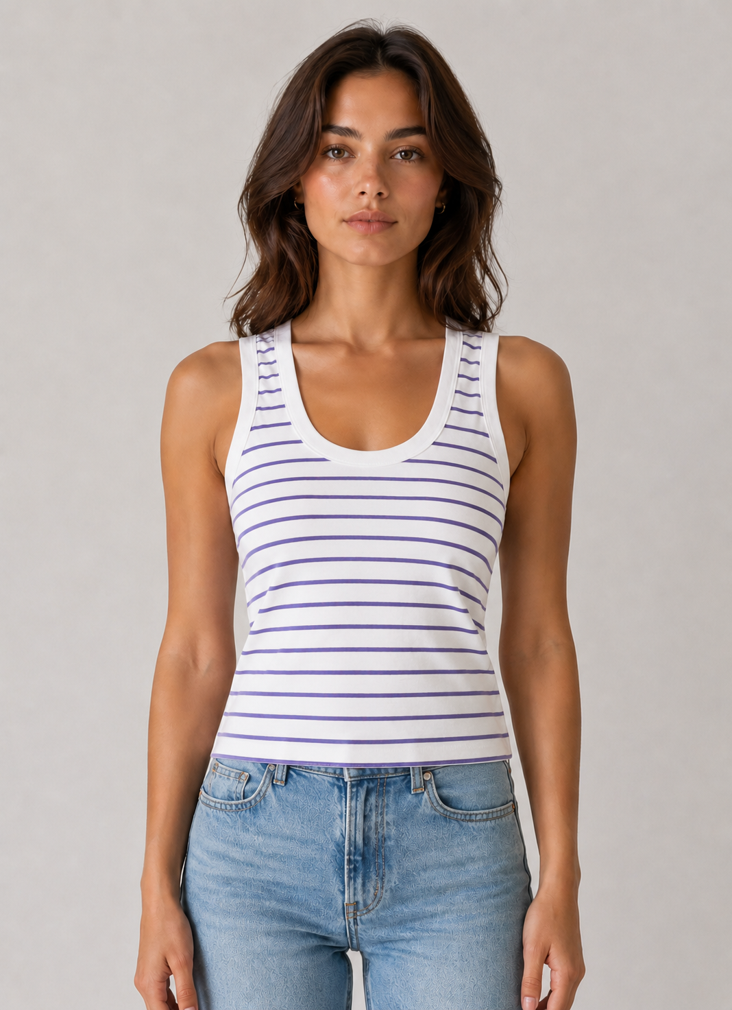 Perfect White Tee Khara Striped Tank in Ultraviolet 