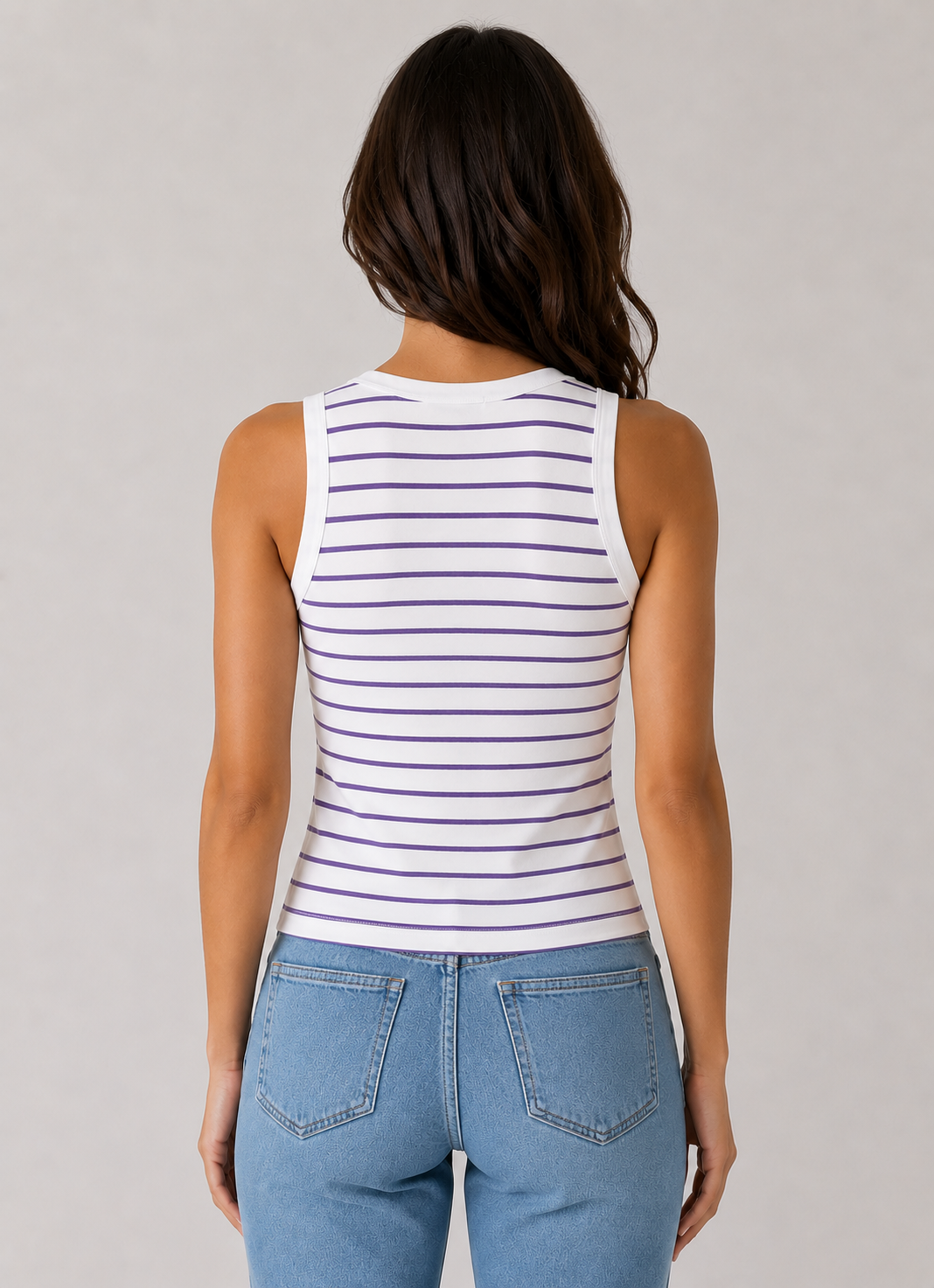 Perfect White Tee Khara Striped Tank in Ultraviolet 