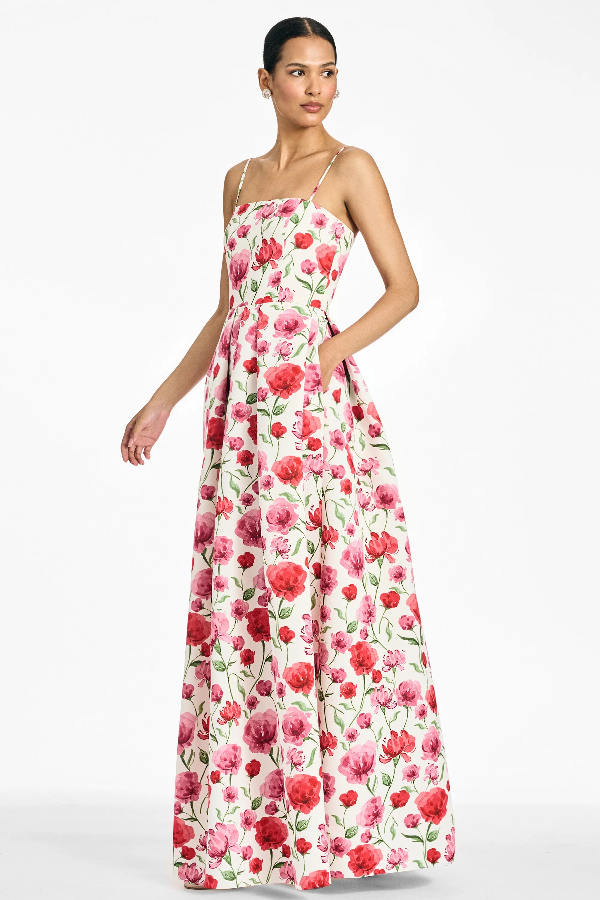 Sachin & Babi Beau Gown in Watercolor Poppies
