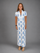 Sail To Sable Short Sleeve Classic Midi Tunic in Block Print