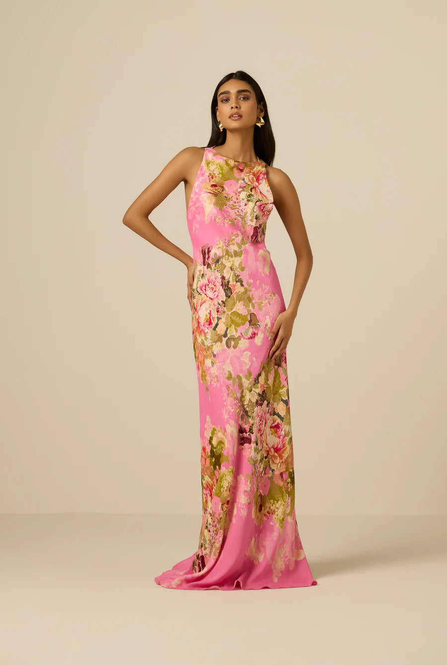 Hemant & Nandita Bias Maxi Dress in Pink
