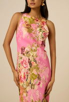 Hemant & Nandita Bias Maxi Dress in Pink