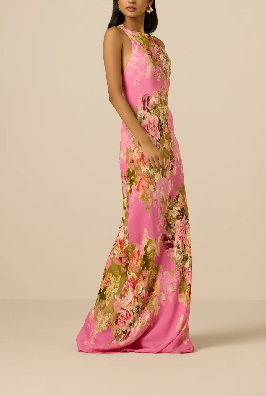 Hemant & Nandita Bias Maxi Dress in Pink