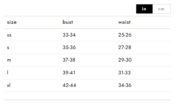 Perfect White Tee Elliot Size Guide
