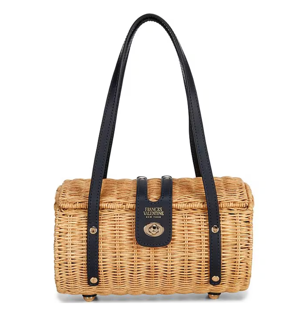 Frances Valentine Dottie Wicker Basket Bag in Navy