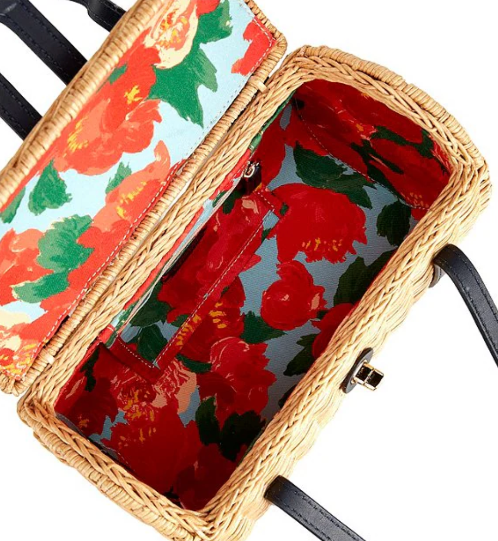 Frances Valentine Dottie Wicker Basket Bag in Navy
