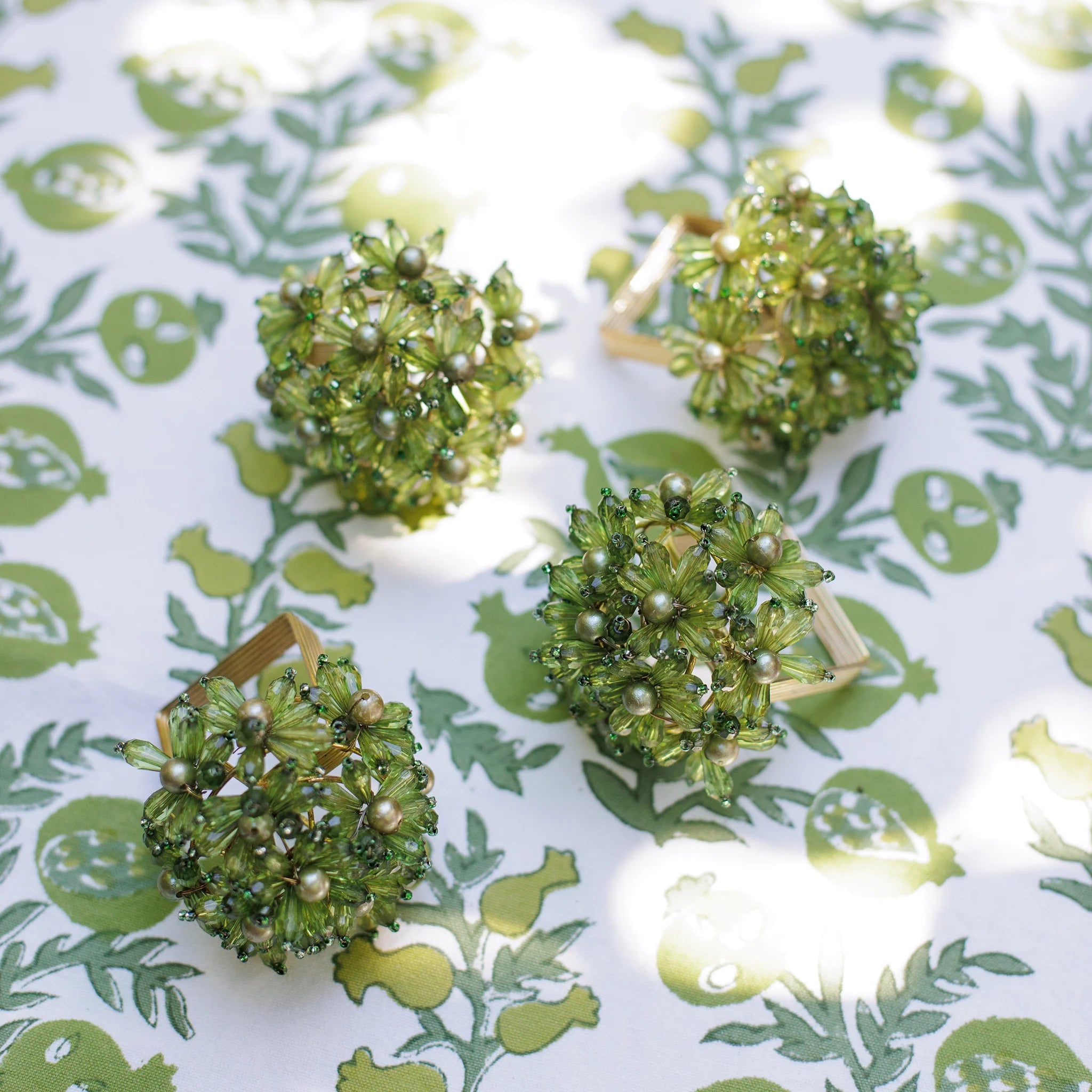 Pomegranate Fern Bouquet Beaded Napkin Ring