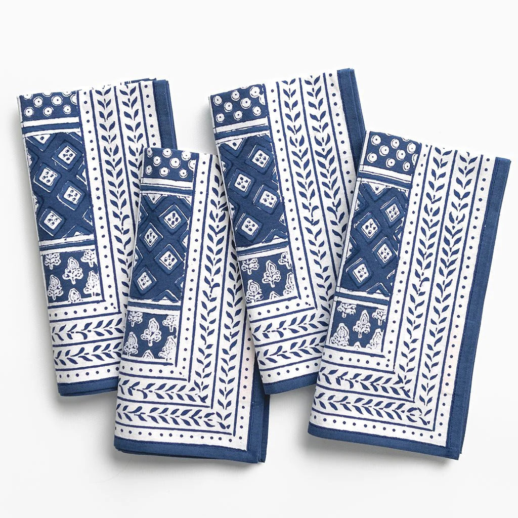 Pomegranate Pom Buti Patchwork Blue Napkins