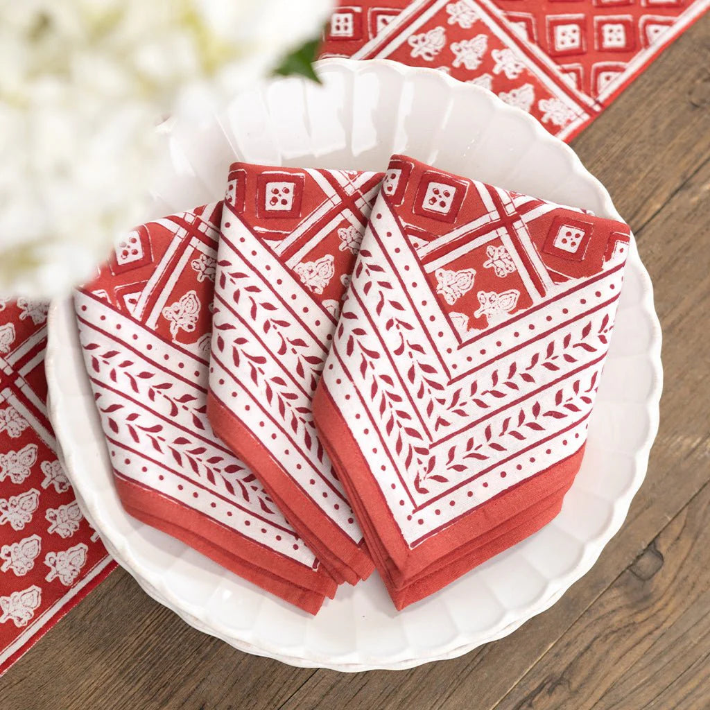 Pomegranate Pom Buti Patchwork Red Napkins