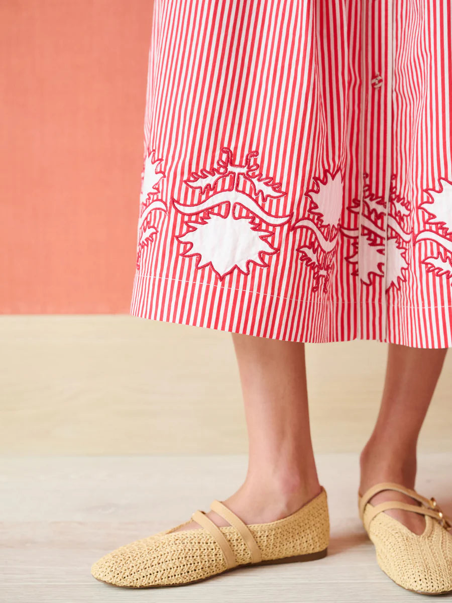 Brooks Ave Colette Midi Skirt in Red Stripe