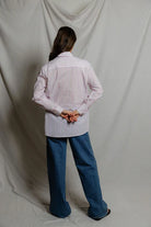 Perfect White Tee Avalon Button Down in Ultraviolet/White Stripe