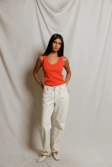Perfect White Tee Blondie Tank in Clementine
