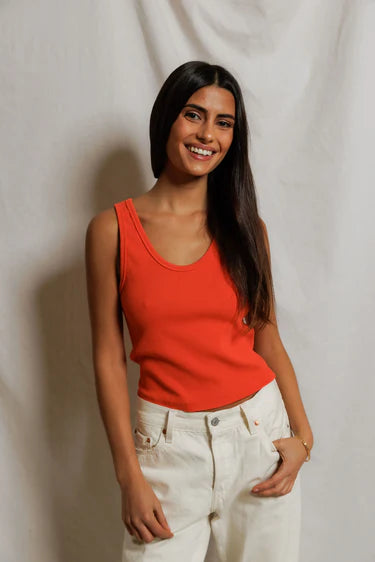 Perfect White Tee Blondie Tank in Clementine