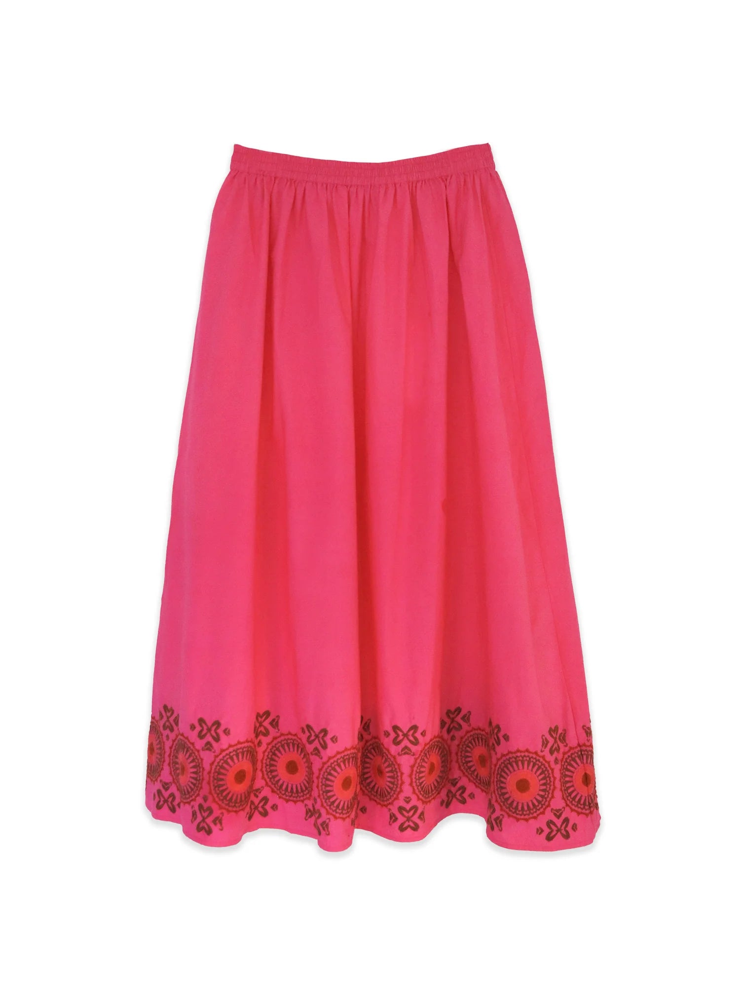 Brooks Avenue Madelyn Midi Skirt in Pink Embroidered