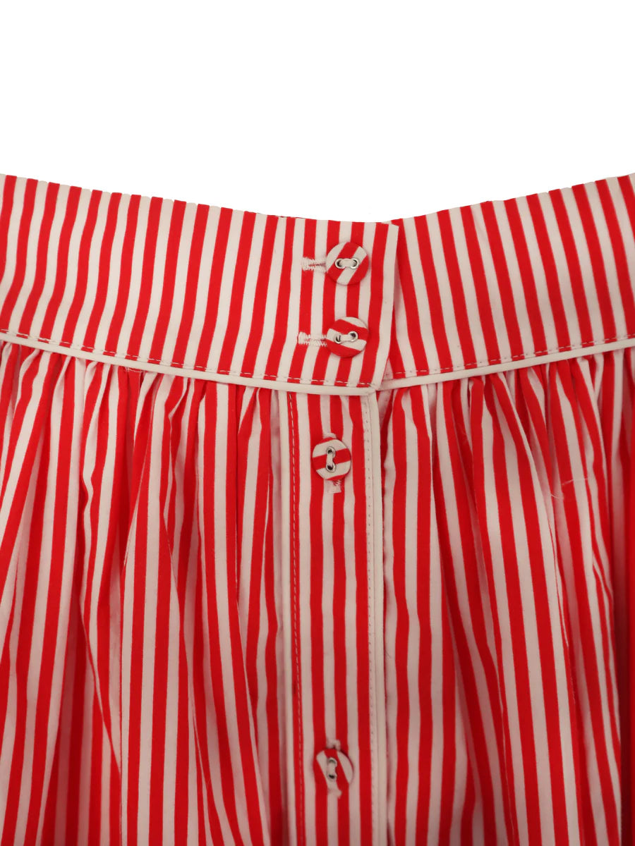 Brooks Ave Colette Midi Skirt in Red Stripe