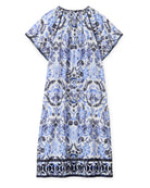 Cartolina Harper Dress in Mariners Bloom Print Blue Mist