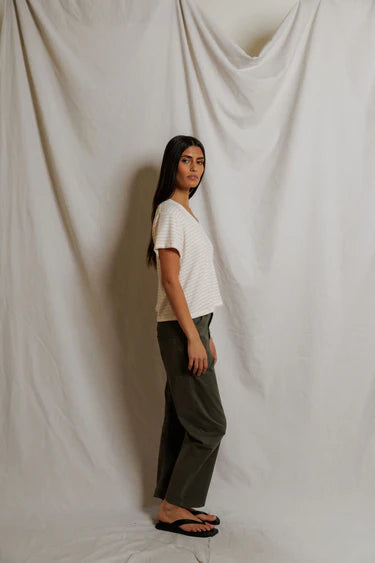 Perfect White Tee Elliot in Clementine Stripe