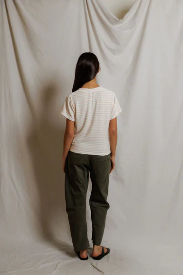 Perfect White Tee Elliot in Clementine Stripe