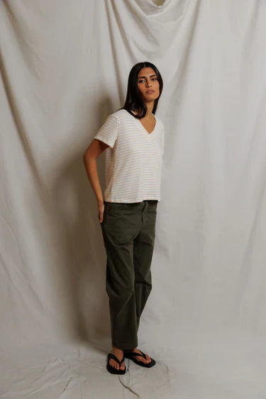 Perfect White Tee Elliot in Clementine Stripe