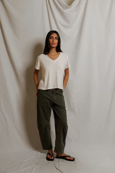 Perfect White Tee Elliot in Clementine Stripe