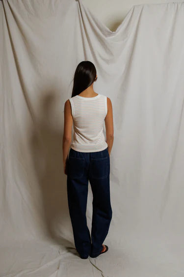 Perfect White Tee Kendra in Clementine Stripe