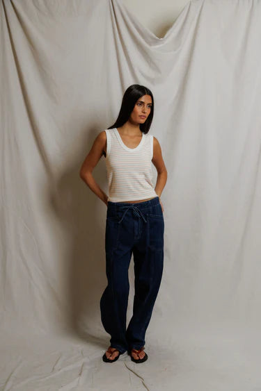Perfect White Tee Kendra in Clementine Stripe