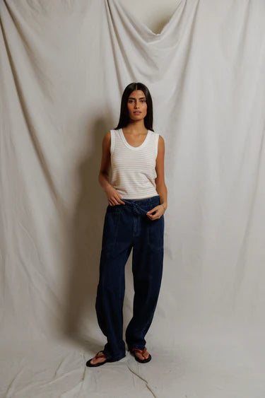 Perfect White Tee Kendra in Clementine Stripe