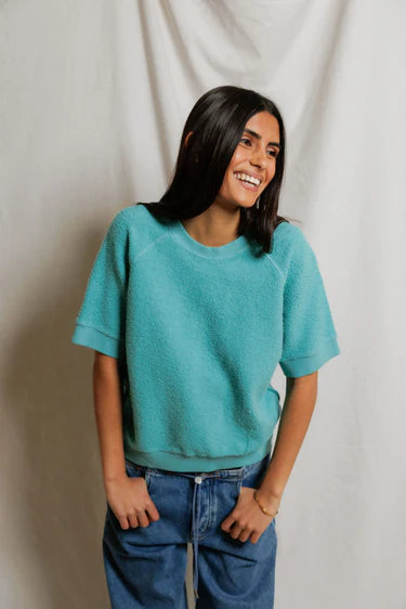 Perfect White Tee Kennedy Short Sleeve Crew in Teal Blue